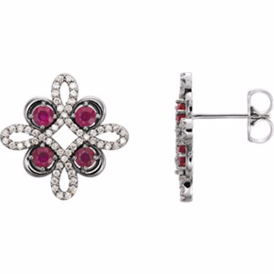 86367:600:P 14kt White Ruby & 1/4 CTW Diamond Earrings