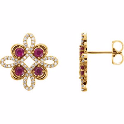 86367:601:P 14kt Yellow Ruby & 1/4 CTW Diamond Earrings 