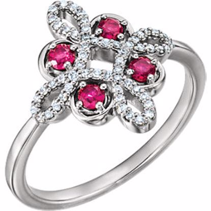 71825:603:P Platinum Ruby & 1/6 CTW Diamond Clover Ring