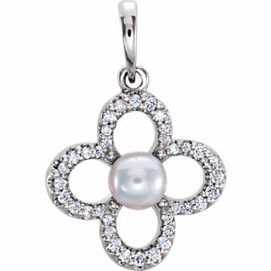 86365:603:P Platinum Freshwater Cultured Pearl & 1/6 CTW Diamond Pendant