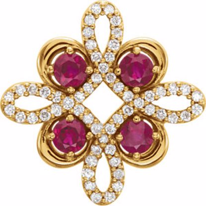 86368:601:P 14kt Yellow Ruby & 1/6 CTW Diamond Clover Pendant