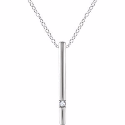 652219:60001:P 14kt White .015 CTW Diamond 16-18" Bar Necklace