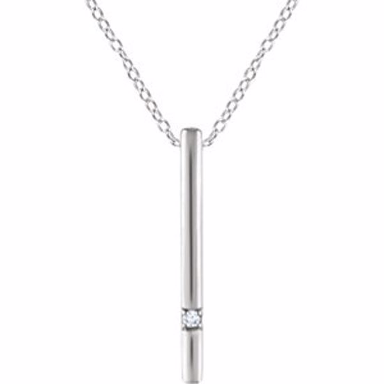 652219:60001:P 14kt White .015 CTW Diamond 16-18" Bar Necklace