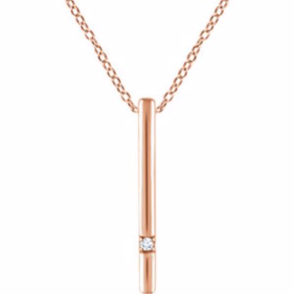 652219:60002:P 14kt Rose .015 CTW Diamond 16-18" Bar Necklace