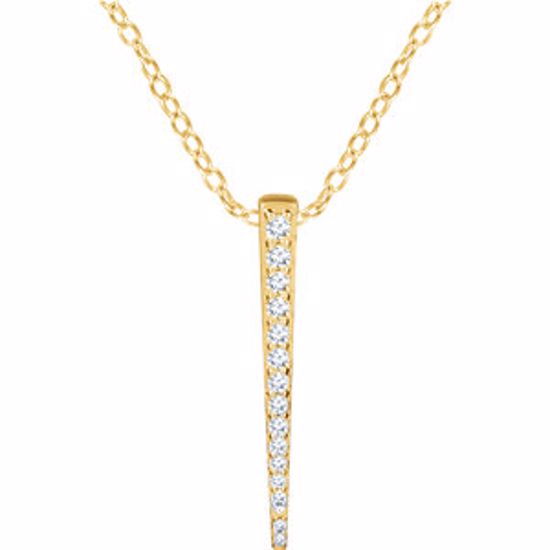 652217:60000:P 14kt Yellow 1/4 CTW Diamond Graduated 16-18" Bar Necklace