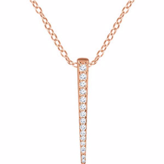 652217:60002:P 14kt Rose 1/4 CTW Diamond Graduated Bar 16-18" Necklace