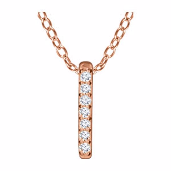 652218:60003:P 14kt Rose .05 CTW Diamond 16-18" Bar Necklace