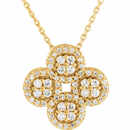 86309:601:P 14kt Yellow 1/2 CTW Diamond Clover Necklace