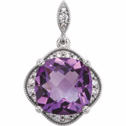 86313:603:P Platinum Checkerboard Amethyst & Diamond Pendant