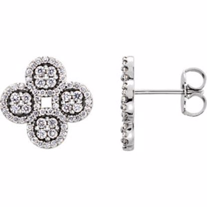 86362:600:P 14kt White 1/2 CTW Diamond Clover Earrings