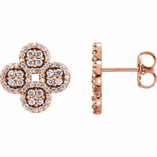 86362:602:P 14kt Rose 1/2 CTW Diamond Clover Earrings