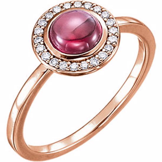 71821:606:P 14kt Rose Rhodolite & 1/8 CTW Diamond Ring