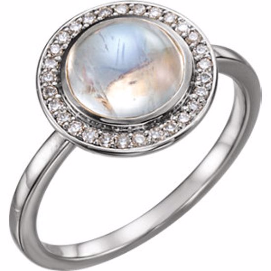 71821:612:P Platinum Rainbow Moonstone & 1/8 CTW Diamond Ring 