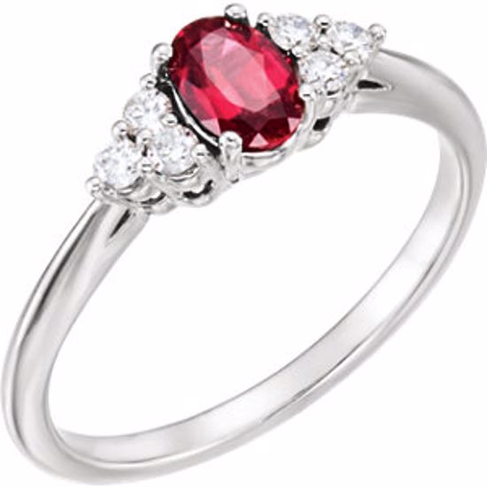 71812:604:P 14kt White Chatham® Created Ruby & 1/6 CTW Diamond Ring