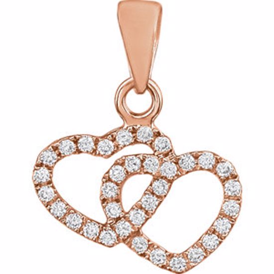 652229:60000:P 14kt Rose 1/6 CTW Diamond Double Heart Pendant