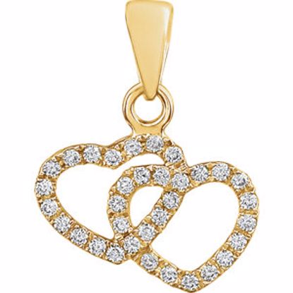 652229:60002:P 14kt Yellow 1/6 CTW Diamond Double Heart Pendant