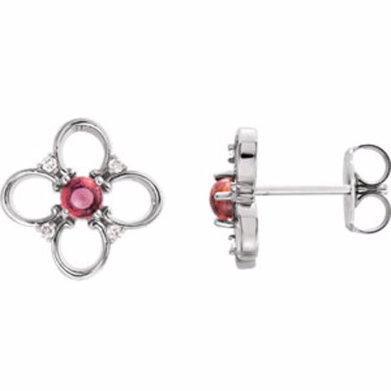 86373:600:P 14kt White Pink Tourmaline & .04 CTW Diamond Earrings