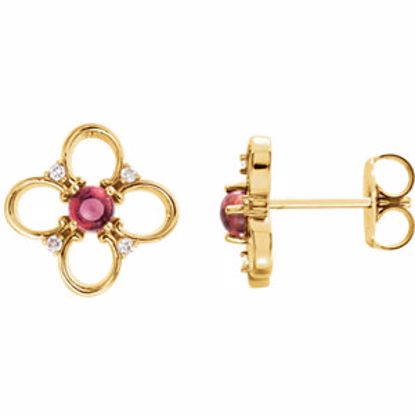 86373:601:P 14kt Yellow Pink Tourmaline & .04 CTW Diamond Earrings