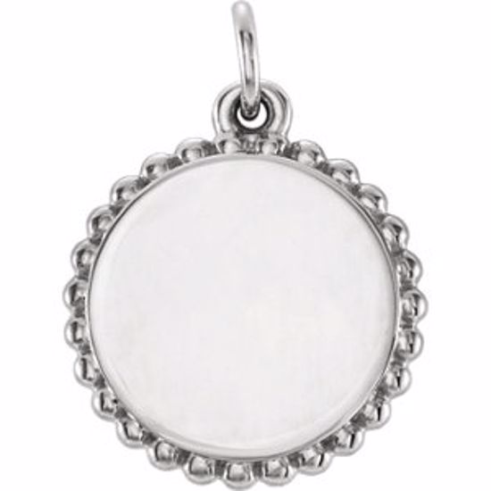 86472:106:P 14kt White Engravable Round Beaded Pendant