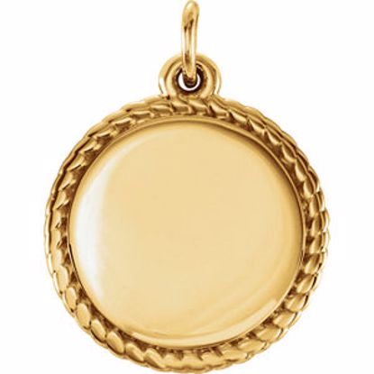 86470:105:P 18kt Yellow Vermeil Engravable Round Rope Pendant