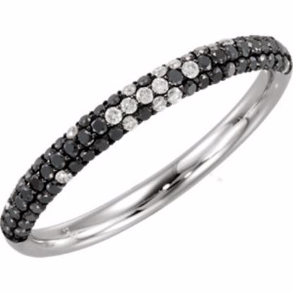 68642:102:P 14kt White 3/8 CTW Black & White Diamond Ring Size 8.5