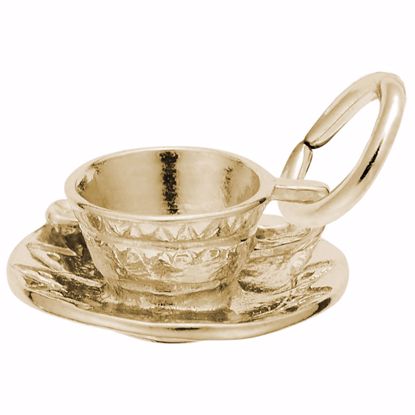 Picture of Cup & Saucer Charm Pendant - 14K Gold