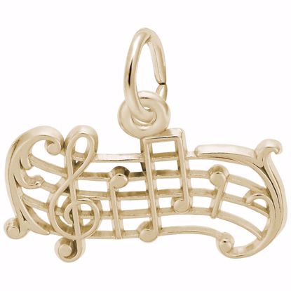 Picture of Music Staff Charm Pendant - 14K Gold