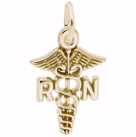 Picture of Rn Caduceus Charm Pendant - 14K Gold