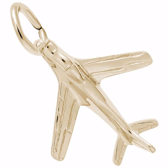 Picture of Airplane Charm Pendant - 14K Gold