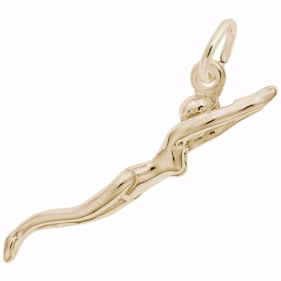 Picture of Female Swimmer Charm Pendant - 14K Gold