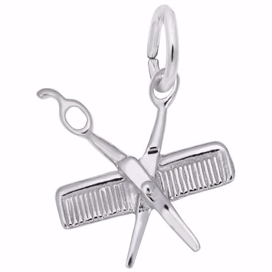 Picture of Comb & Scissors Charm Pendant - Sterling Silver