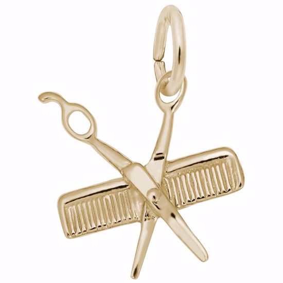 Picture of Comb & Scissors Charm Pendant - 14K Gold