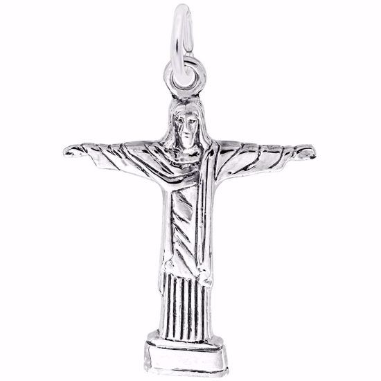 Picture of Jesus On Cross Charm Pendant - Sterling Silver