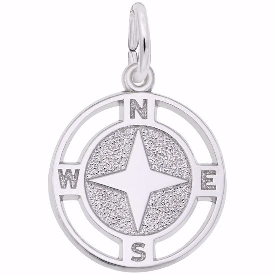 Picture of Nautical Compass Charm Pendant - Sterling Silver