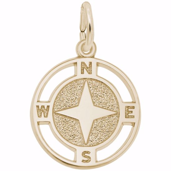 Picture of Nautical Compass Charm Pendant - 14K Gold