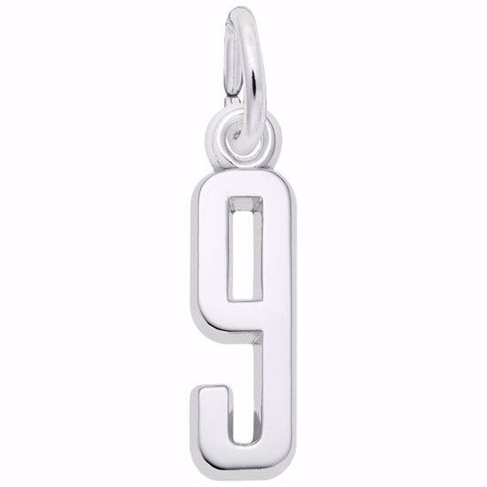 Picture of Number 9 Charm Pendant - Sterling Silver