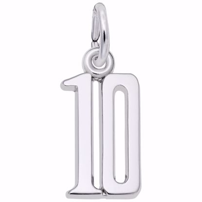 Picture of Number 10 Charm Pendant - Sterling Silver