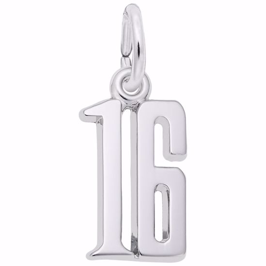 Picture of Number 16 Charm Pendant - Sterling Silver