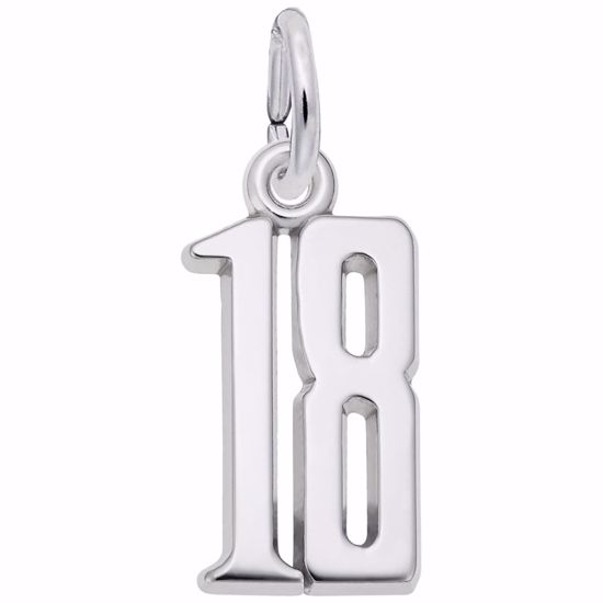 Picture of Number 18 Charm Pendant - Sterling Silver