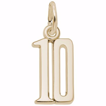 Picture of Number 10 Charm Pendant - 14K Gold