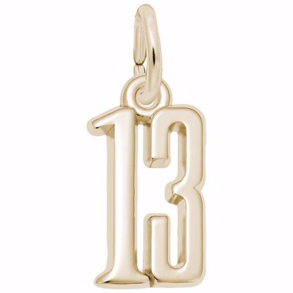 Picture of Number 13 Charm Pendant - 14K Gold