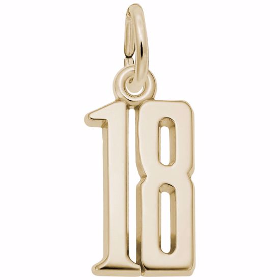 Picture of Number 18 Charm Pendant - 14K Gold