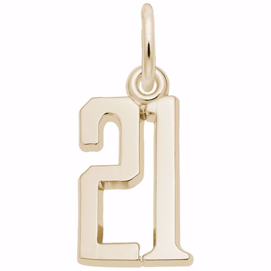 Picture of Number 21 Charm Pendant - 14K Gold