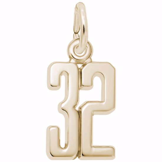 Picture of Number 32 Charm Pendant - 14K Gold