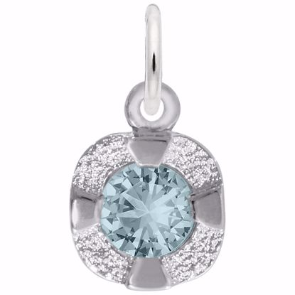 Picture of Petite Birthstone - Mar Charm Pendant - Sterling Silver