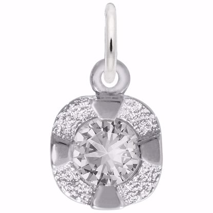 Picture of Petite Birthstone - Apr Charm Pendant - Sterling Silver