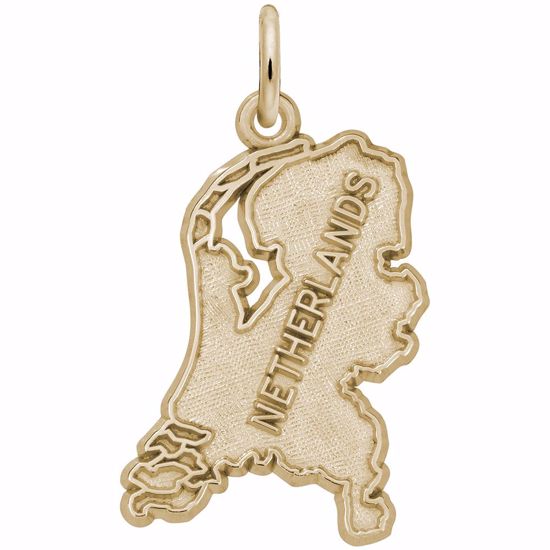 Picture of Netherlands Map Charm Pendant - 14K Gold