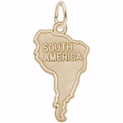 Picture of South America Map Charm Pendant - 14K Gold