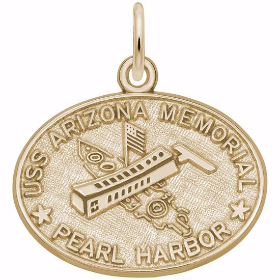 Picture of Uss Arizona Memorial Charm Pendant - 14K Gold