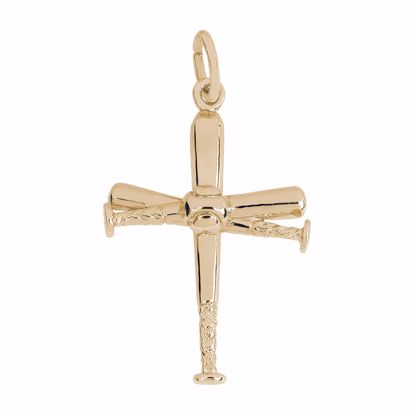 Picture of Baseball Bat Cross Charm Pendant - 14K Gold